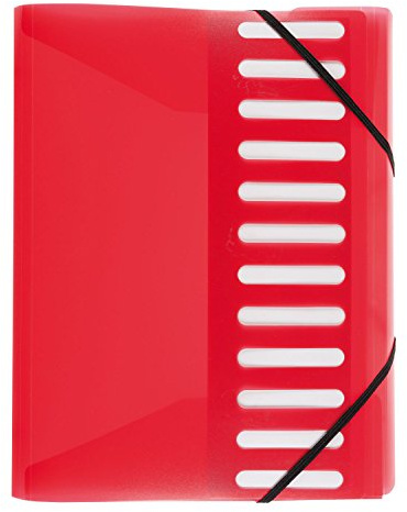 Idena 376089 - Ordnungsmappe für DIN A4, mit 12er Register, Gummizug, rot