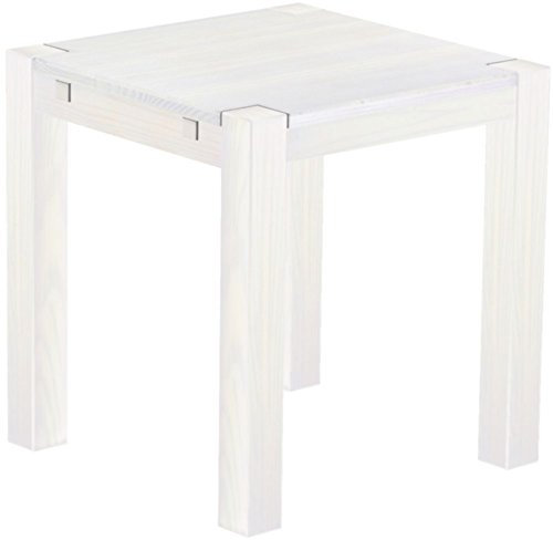B.R.A.S.I.L.-Möbel Esstisch Rio Kanto 73x73 cm Pinie Weiss Pinie Massivholz Größe und Farbe wählbar Esszimmertisch Küchentisch Holztisch Echtholz vorgerichtet für Ansteckplatten Tisch ausziehbar