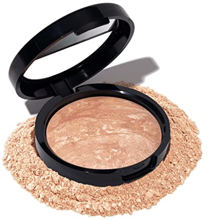 LAURA GELLER Baked Balance-n-Brighten Colour Correcting Powder Foundation (Light) Buildable Light to Medium Coverage Baked Foundation, Demi-Matte Finish