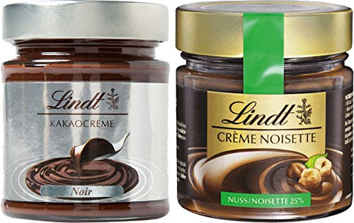 Lindt Geschenkset Haselnusscreme 25% und Kakaocreme NOIR Brotaufstrich 2 x 220g