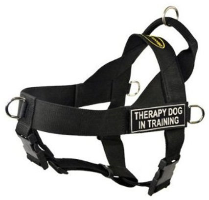 DT universelles, ziehfreies Hundegeschirr -Therapie-Hund im Training, schwarz, medium - passt für Körpergröße 69cm bis 84cm