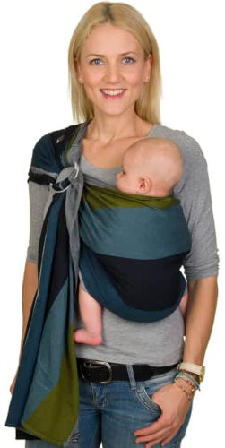 Hoppediz Ring-Sling, Baby-Tragetuch ab Geburt, 100 % schadstoffgeprüfte Baumwolle, Design Aberdeen