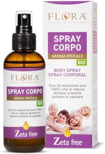 FLORA Spray Corpo Zeta Free 100 ml Spray Corpo Bio Anti-Zanzare Naturale | Protezione Delicata Senza Chimica - Certificato ICEA - Liberi dalle zanzare