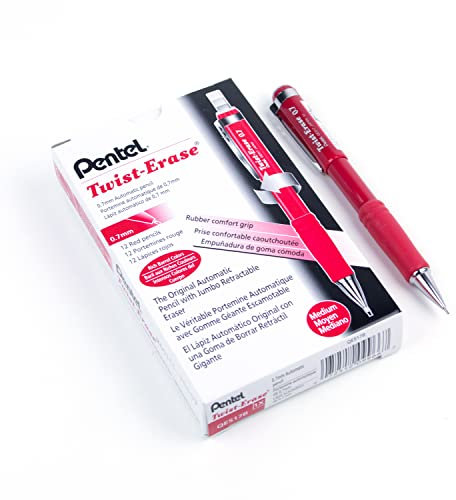 Pentel Twist-Erase III Mechanical Pencil (0.7mm), Red Barrel