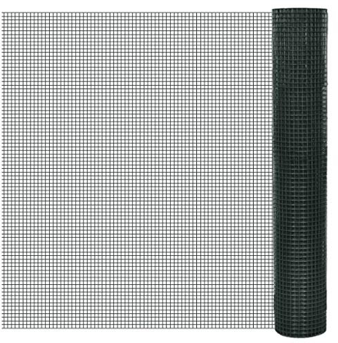 vidaXL Drahtzaun für Hühner Verzinkt, Hühnerzaun Drahtgitter mit PVC Beschichtung, Maschendraht Kaninchendraht, Drahtnetz Drahtgeflecht, Grün