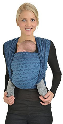 Hoppediz gewebtes Baby-Tragetuch ab Geburt, 100% Baumwolle, Darjeeling aquamarin 5,40 m