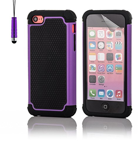 32nd Shockproof Series - Etui Coque de Protection Antichocs Contre Les Chutes et Les Chocs pour Apple iPhone 5, 5S & SE, Double Couche Robuste - Violet