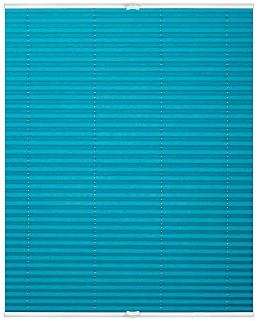 Lichtblick Plissee Klemmfix, ohne Bohren, verspannt, lichtdurchlässig, Blickdicht, Uni, mit eleganter Crushed Optik Blau,75 cm x 130 cm (B x L)