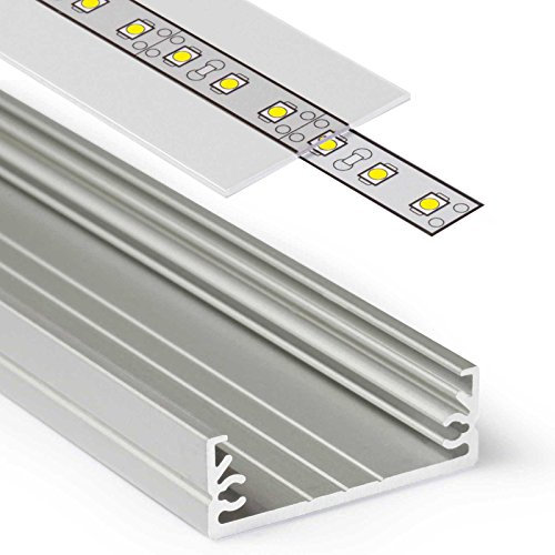 Profilo in alluminio Wide 24 (WI) | 1 m 2 m | Anodizzato | Profilo di montaggio a parete profilo U per illuminazione LED