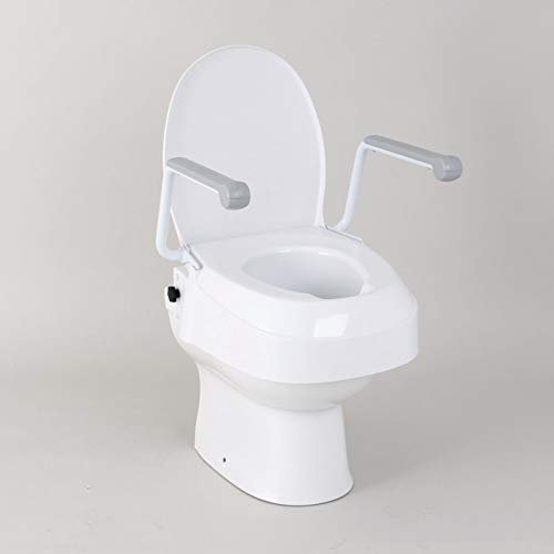 Homecraft Raised Toilet Seat with Arms, Easier to Sit and Stand, Independence for Elderly Seniors, Steel Frame, Lift-Up ABS Arms, Elevated Seat, Higher, Riser for Bathroom Safety, Hip Replacement