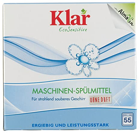 Klar eco Sensitive Maschinenspülmittel 1,375kg, ohne Duft, 55 Anwendungen, vegan