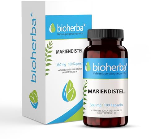 Mariendistel Kapseln – 100 Stück hochdosiert mit Silymarin und Vitamin B6 1140 mg Tagesdosis von BIOHERBA PZN 18216539