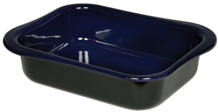 Riess, 0431-025, Wavehandle Bratpfanne, CLASSIC - SCHWARZ/BLAU, Maße 36 x 26,5 cm, Höhe 9.8 cm, Emaille, Bräter, Auflaufform, Induktion