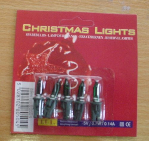 5 Poussée Verte Dans Fée Ampoules 5v 0.7w 0.14a (S46)