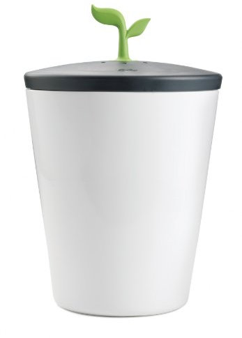 Chef'n EcoCrock Bin Contenedor de Compost para encimera, Cerámica, Blanco y Negro, 3.3 Liter