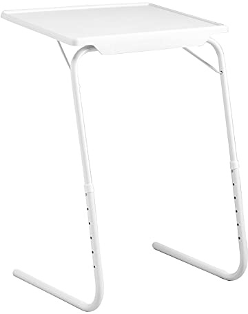 Jocca - Tavolino pieghevole per divano da salotto | Tavolo con altezza regolabile | Tavolini Pieghevoli | Risparmio di spazio | 3 posizioni | Regge fino a 10 kg | Resistente | Colore bianco (1 unit)