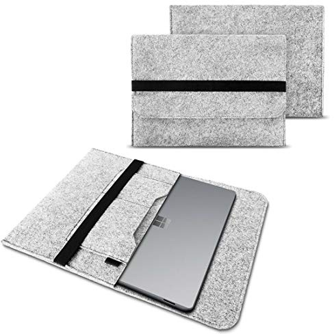 NAUC Tasche Hülle für Microsoft Surface Book 2 Filz Sleeve Schutzhülle Laptop Case 13,5 Zoll Cover Bag mit Innentaschen und sicheren Verschluss, Farben:Hell Grau