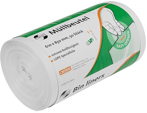 DEISS FIRST Müllbeutel DEISS FIRST PLUS weiß 80 L, 50 Stück