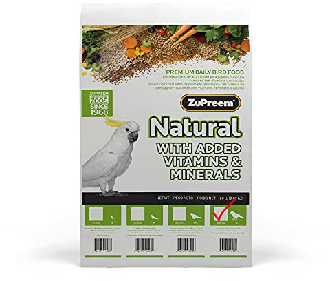 Zupreem 230358 Natural Large Bird Food, 20-Pound,Whites & Tans