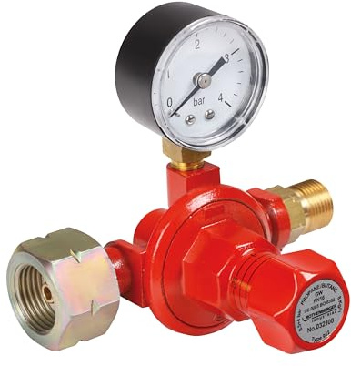 ROTHENBERGER Industrial Propankonstantregler mit Manometer, 0,5-4 bar | Stufenlose Regelung | Für Propangasflaschen nach DE/AT Norm