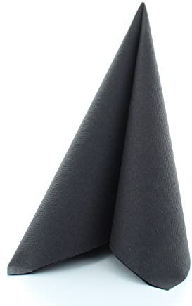 Mank Prime Guest Airlaid-Servietten 40x40 cm/Premium Einweg-Serviette/textilähnlich und saugstark/perfekt für Hochzeit & Partys / 50 Stück/Schwarz