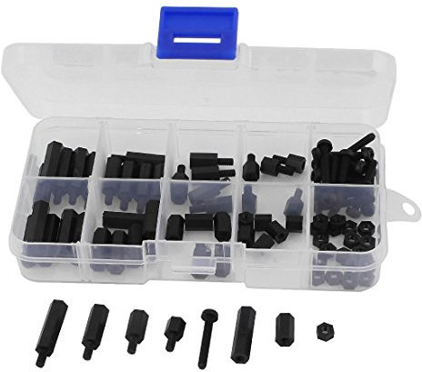 sourcing map 88x M3 Nylon Hex Abstandhalter Schraube Stand off Kunststoff Sortiment schwarz DE de