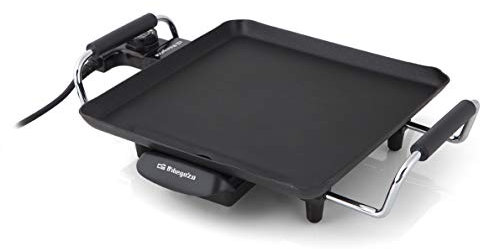 Orbegozo TB 2206 B Plancha de asar eléctrica, Termostato regulable, Superficie antiadherente, 1500 W de potencia, Negro