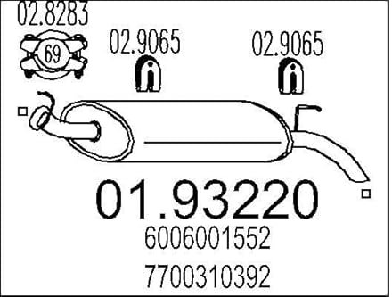 MTS Silencieux arrière Pot d'Échappement 01.93220