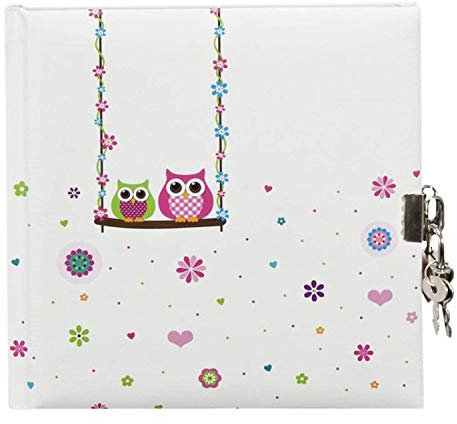 goldbuch 44043 Tagebuch Eule, Geheim Diary, Journal mit 96 weiße Seiten, 16,5 x 16,5 cm, Schloss mit 2 Schlüsseln, Laminierter Kunstdruck, farblich sortiert