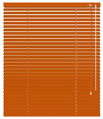 deko-raumshop Aluminium Jalousie Jalousette Faltrollo viele Größen Lamellenbreite 25 mm Wandmontage Deckenmontage Alu Lamellen Fenster Sonnenschutz Sichtschutz (Größe 100 x 160 cm, Farbe Terracotta)