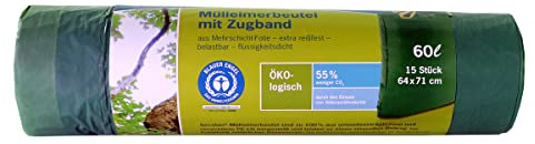 1x15 Secolan Mülleimerbeutel con Zugband 60 l verde