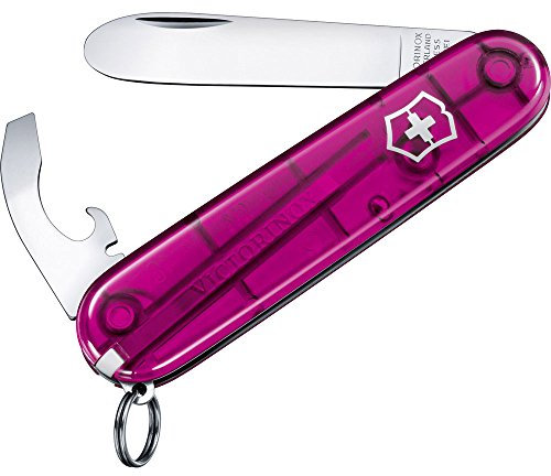 Victorinox Schweizer Taschenmesser My First Victorinox, Kinder, Multitool, Swiss Army Knife, 8 Funktionen, Klinge ohne Spitz, Pink Transp.