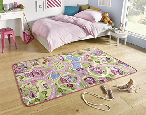 Hanse Home Play Spielteppich Sweet Town –Kinderteppich Jungen & Mädchen Kurzflor Teppich Straßen-Spielteppich Stadt Auto Straße-Motiv für Schlafzimmer, Kinderzimmer, Spielzimmer –200x300cm