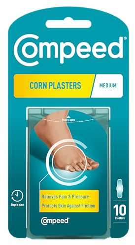 Compeed Corn Medium Size Plasters, 10 Hydrocolloid Plasters, Foot Care, Fast Natural Corn Removal, Pain and Pressure Relief
