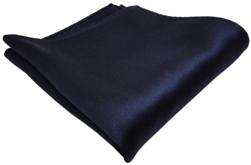 TigerTie gewebtes Designer Satin Seideneinstecktuch in dunkelblau fast schwarz, marine Uni einfarbig - Pochette 30 x 30 cm - Einstecktuch 100% reine Seide