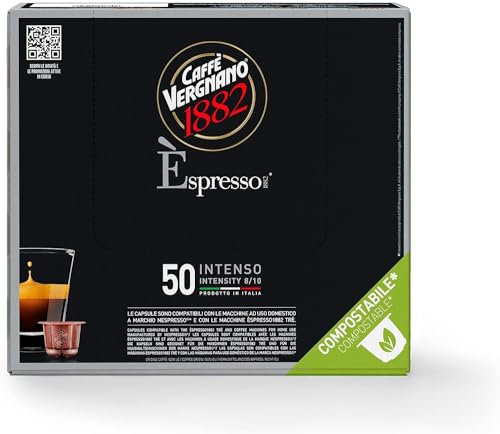 Caffè Vergnano 1882 - Èspresso Capsules Café Compatibles avec Nespresso et Compostables, Intenso - Pack de 50 Capsules