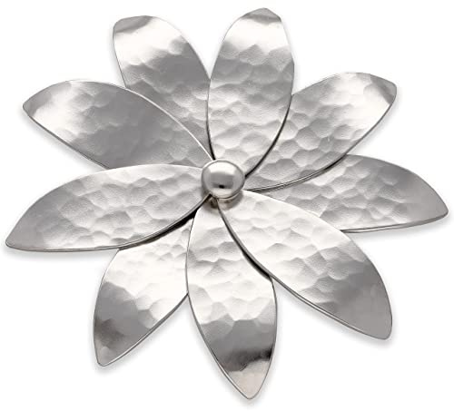 925 Sterlingsilver Prästkrage Blomma-Brosch för Damer - Modern Konstnärlig Design med Blommotiv, Uttrycksfullt Smycke, i Presentask, Handgjord av Emmanuela