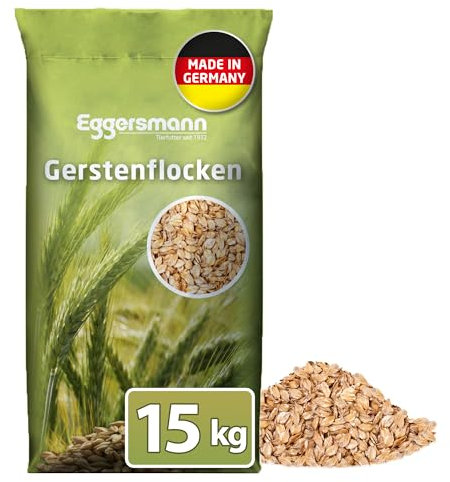 Eggersmann Gerstenflocken 15 kg – Einzelfuttermittel mit hohem Energiegehalt – Gerstenflocken geeignet für Pferde, Ponys, Hühner & Kleintiere – Ideal bei Haferunverträglichkeit
