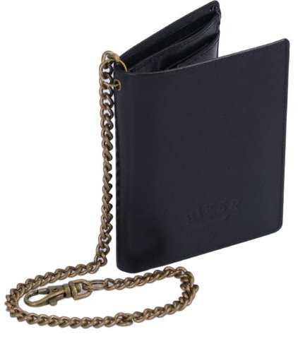 LEAS Bikerkombibörse Bikerbörse Trucker mit Kette Biker in Echt-Leder, schwarz