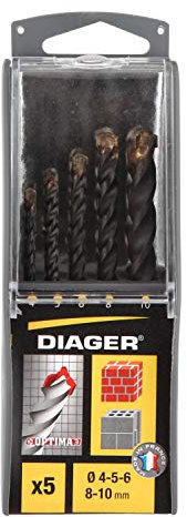 Diager 263B Coffret solo de 5 brocas para hormigón monobloque Optima, Negro