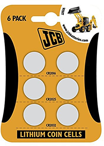 JCB, Piles Bouton au Lithium – 2 x CR2016, 2 x CR2025, 2 x CR2032 (Lot de 6)