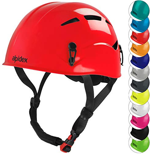 ALPIDEX Casco per arrampicata de adolescenti e adulti EN 12492 casco alpinismo en diversi colori, Colore:ruby red