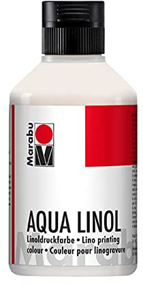 Marabu 15100013070 - Inchiostro per stampa lino a base d'acqua, anti-sbavature, bianco, 250 ml, per tutte le tecniche di stampa a rilievo nella scuola, nel tempo libero e nella grafica