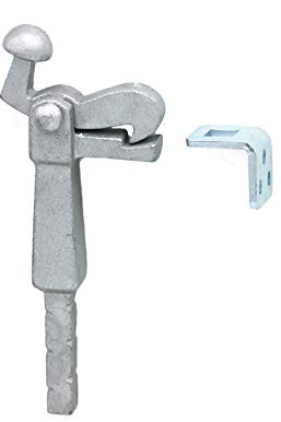 UHRIG Torfeststeller feuerverzinkt, Torhaken, Türstopper, Türfeststeller, Anschlag für Gartentür, Tor usw (Feststeller mit Bodenanker)