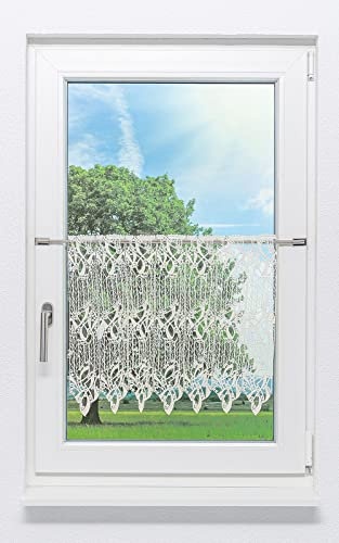 Plauener Spitze Scheibengardine Arabeske (BxH) 149cm * 50cm naturweiß Panneaux Bistrogardine Kurzgardine Stickerei