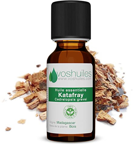 Voshuiles - Huile Essentielle Katafray - 20ml - 100% Pure et Naturelle - HEBBD - Utilisation en Massage dans Huile Végétale - Parfum Très Aromatique - Traçabilité et Qualité - Entreprise Française