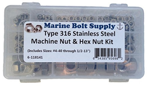 Type 316 Stainless Steel Hex Nut Assortment Kit Marine Bolt Supply 6-118141