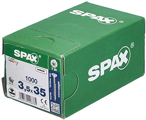 SPAX Vis universelle, 3,5 x 35 mm, 1000 pièces, Filetage partiel, Tête fraisée, T-STAR plus T20, 4CUT, WIROX - 0191010350355