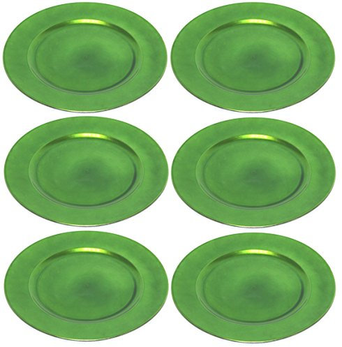 TAMLED Platzteller Dekoteller Ø 33 cm grün - 6 Stück in wiederverwendbarem Kunststoff