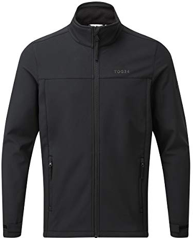TOG24 Feizor Men's Softshelljacket Water Resisitant Windbreaker Windproof Coat Casual Fleecejacket Hiking Jacket Showerproof Zip Up for Outdoor Black 5XL